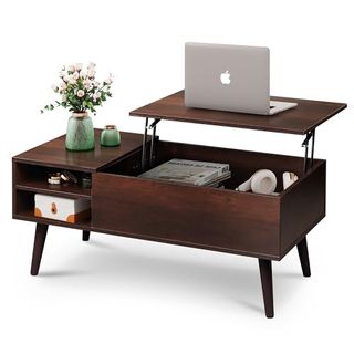 Wlive Lift Top Coffee Table for Living Room,small Coffee Table With Storage,hidden Compartment and Adjustable Shelf,mid Century Modern, Wood,cherry,espresso.