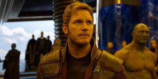 Peter Quill/Star-Lord (Chris Pratt) stares ahead in Guardians of the Galaxy (2017)