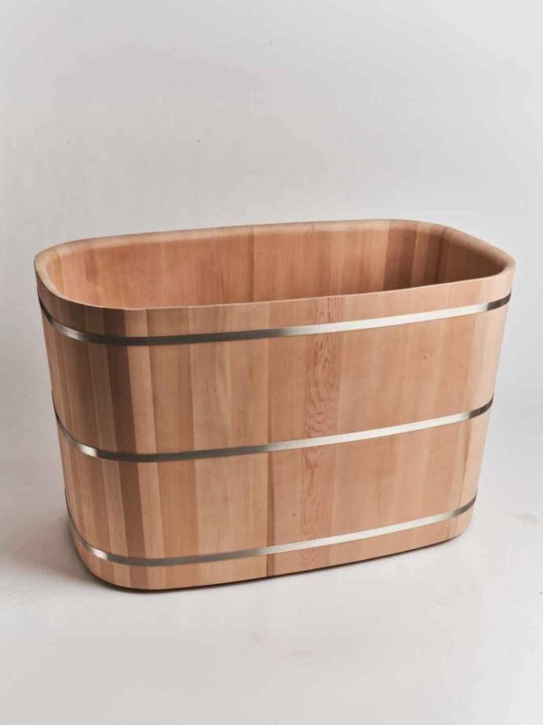 A traditional Japanese wooden bath tub