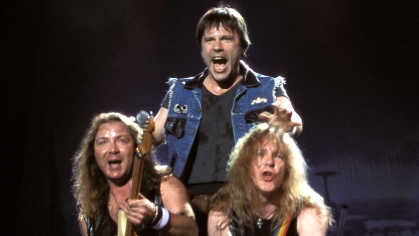 Iron Maiden performing live in 2001