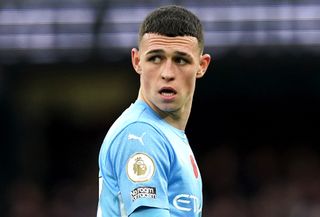 Manchester City’s Phil Foden during the Premier League match at the Etihad Stadium, Manchester. Picture date: Saturday October 30, 2021