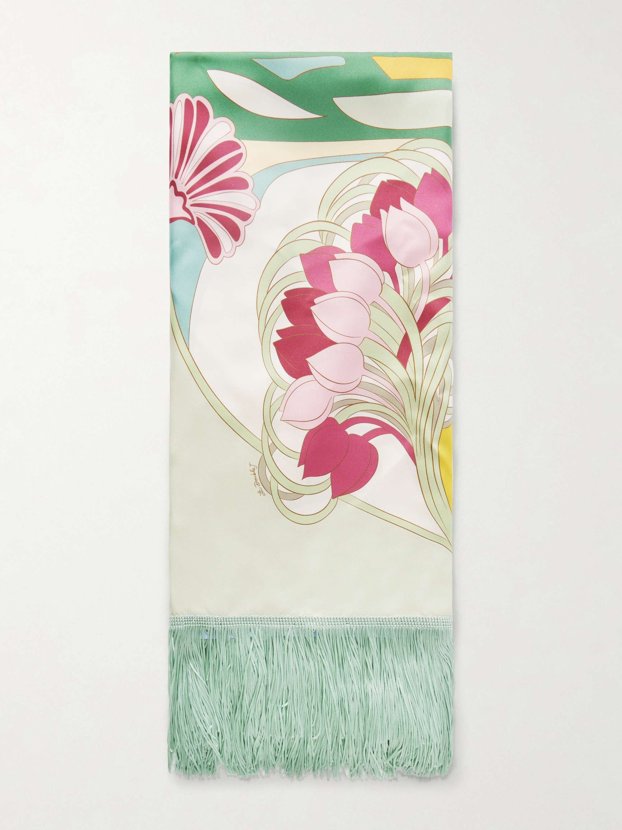 Fringed Printed Silk-Twill Scarf