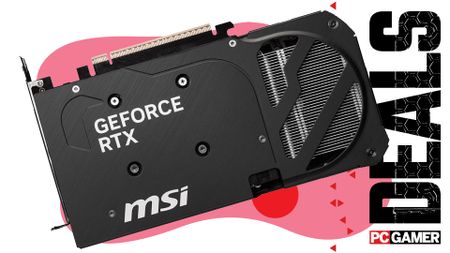 MSI RTX 5060 Ti 16 GB graphics card on an abstract pink background