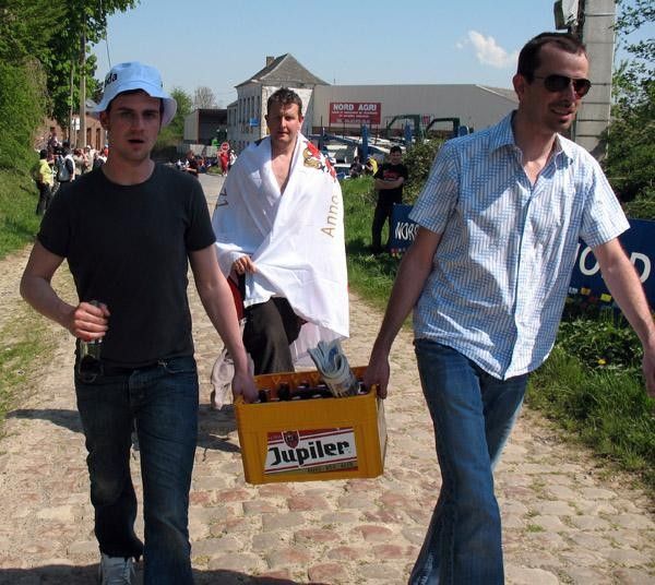 Fans having a good time on a warm Sunday in France.