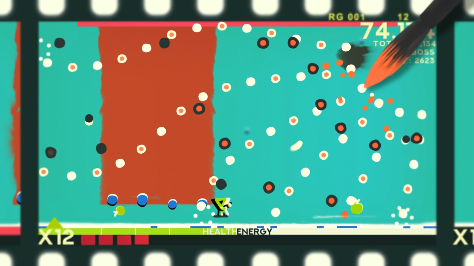 Screenshot from artistic bullet hell indie game ZOE Begone!