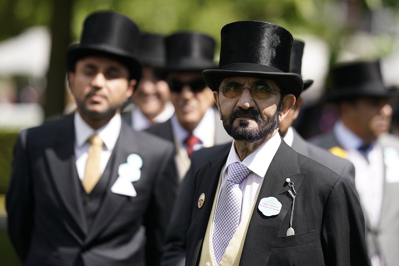 ASCOT, ENGLAND - JUNE 21:Sheikh Mohammed bin Rashid Al Maktoumm poses on day four of Royal Ascot at Ascot Racecourse on June 21, 2019 in Ascot, England. (Photo by Alan Crowhurst/Getty Images 