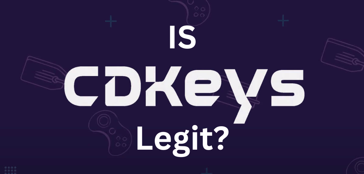 The CDKeys logo with the words is it legit added written in white on a blue background