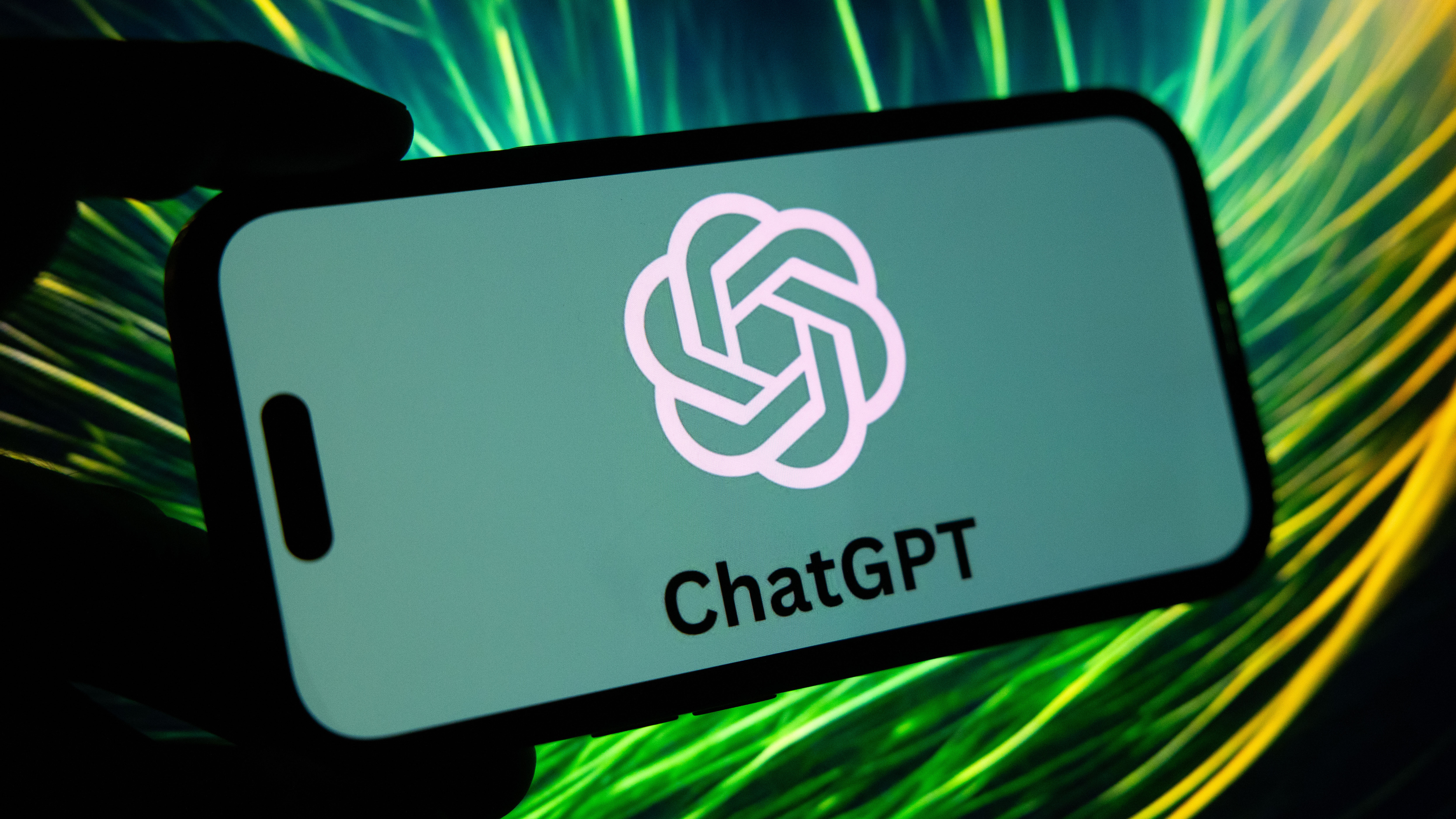 The ChatGPT virtual assistant logo on a smartphone.