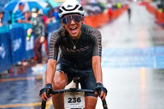 Carolin Schiff of Bremen Germany, wins Unbound 200 with a finishing time of 11:46:39. Schiff crossed the finish line solo, only accompanied by a rainstorm that chased her in for the last 20 miles.
