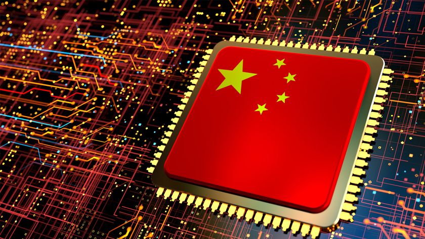 Chinese flag shown on a chip render.