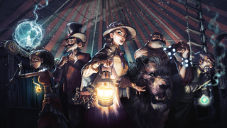 A lineup of characters from Circus Electrique.