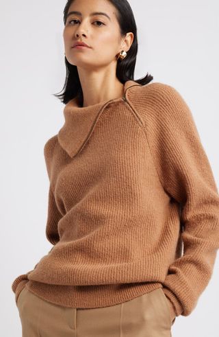 Asymmetric Half Zip Sweater