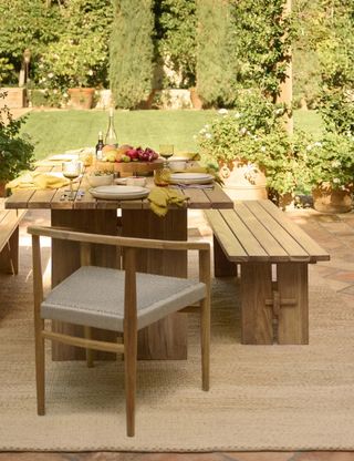 An outdoor dining table