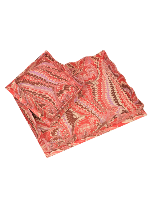 Nesting Scalloped Hand-Marbled Trays in Florentine Pink