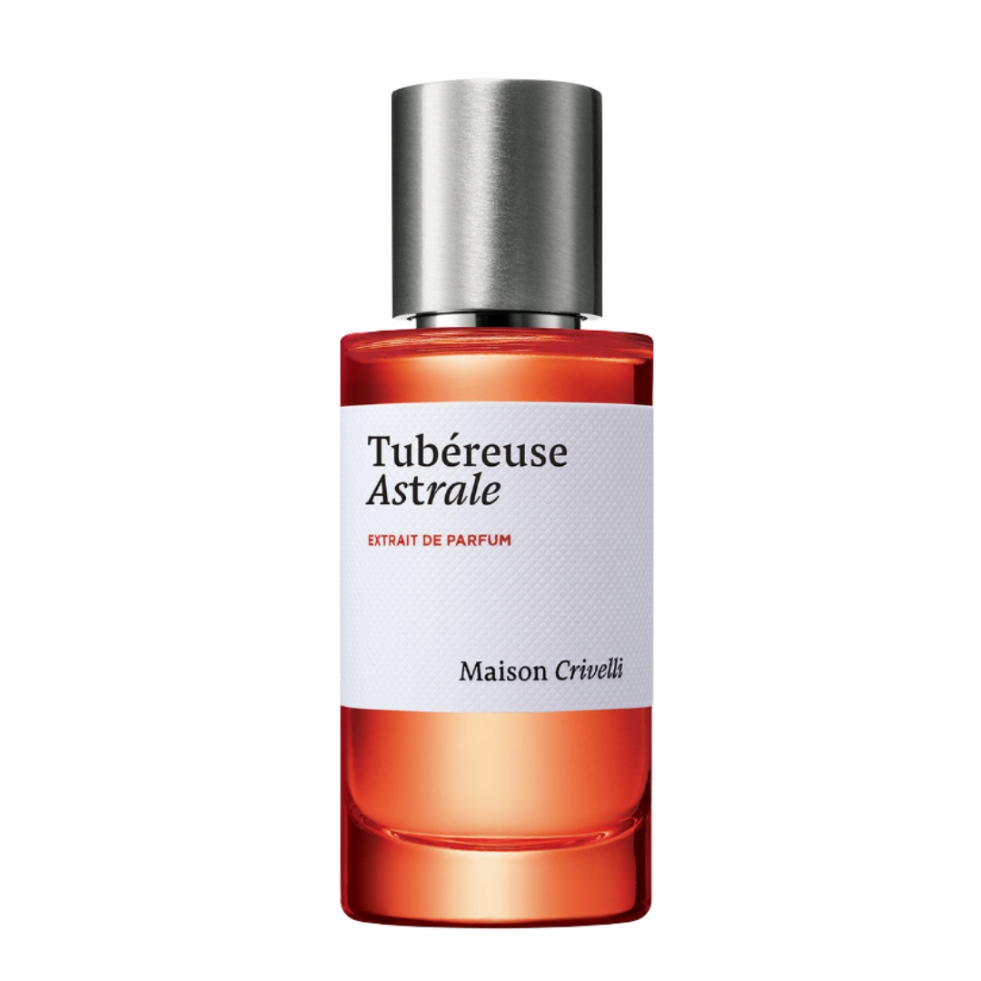 A product shot of the Maison Crivelli Tub&amp;eacute;reuse Astrale Extrait fragrance, on a white background