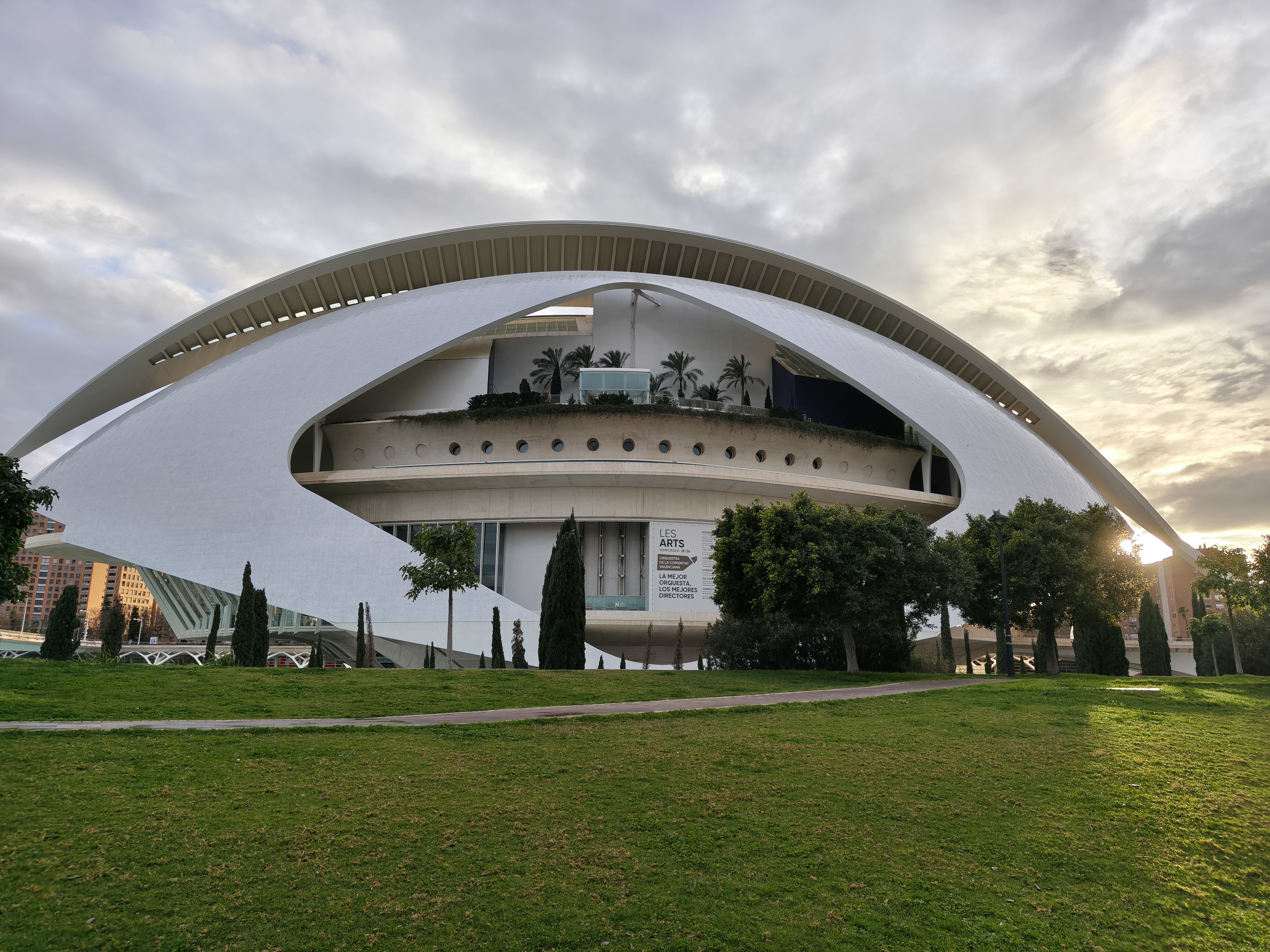 A building and a lawn