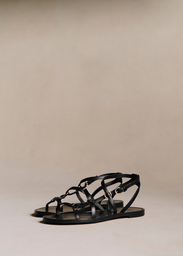 Inaya Low Sandals - Black Heritage Leather - Bovine Leather - S&eacute;zane