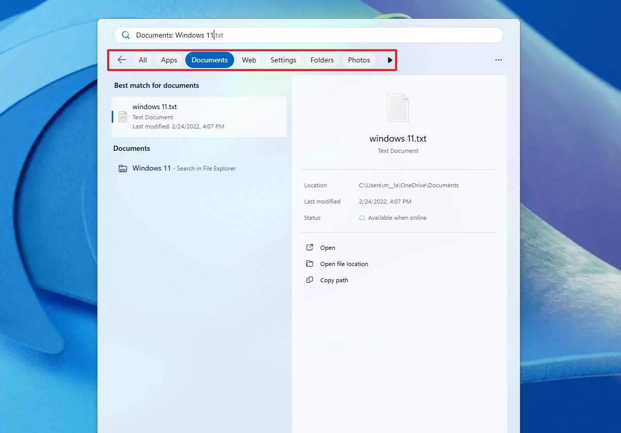 Windows Search filters