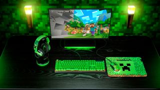 Razer's Minecraft themed peripherals, including keyboard and mouse.