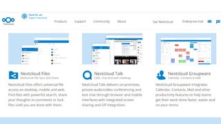 Nextcloud's webpage discussing its productivity tools suite