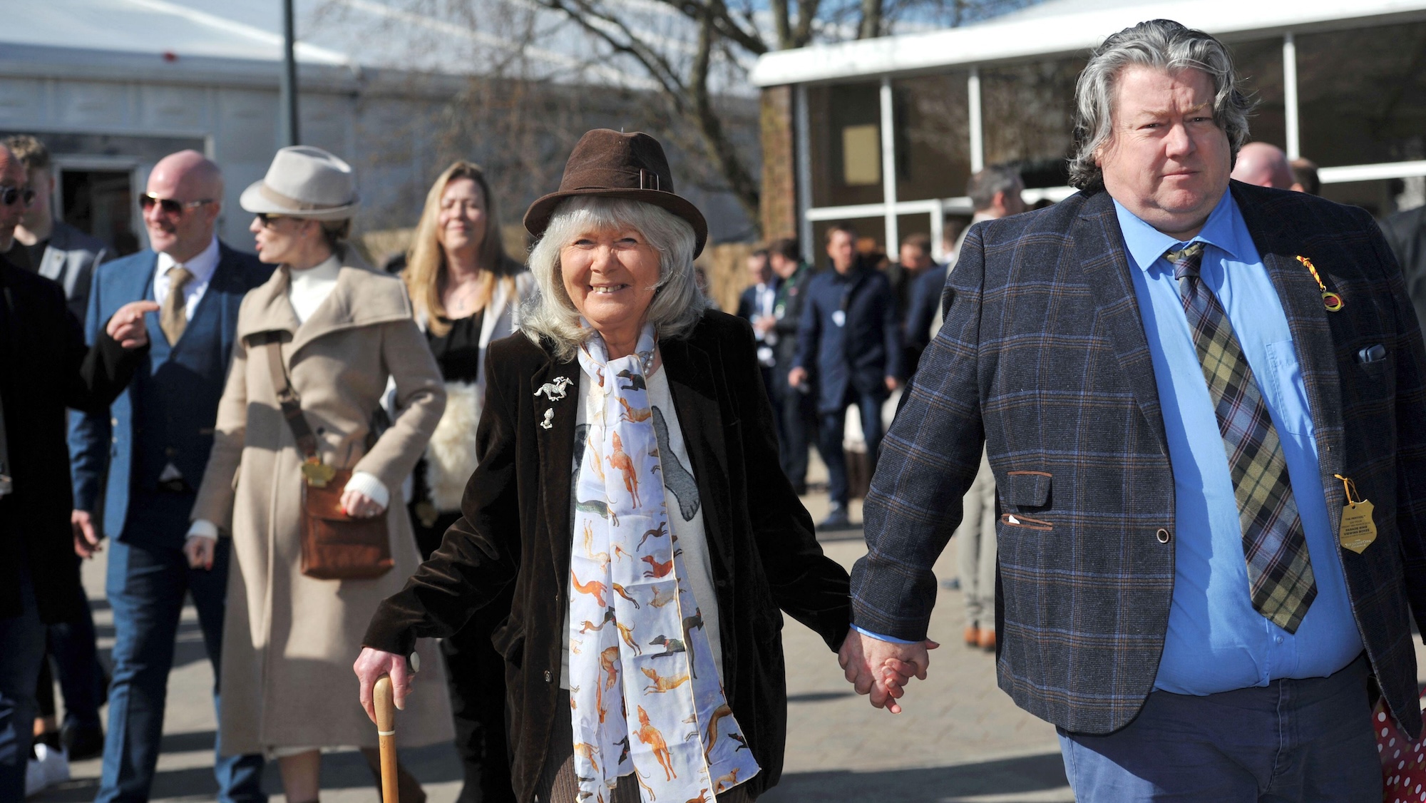 Jilly Cooper and her son, Felix, pictured at the Cheltenham Festival in 2022