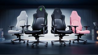 four models of Razer Iskur V2 NewGen in a dark room