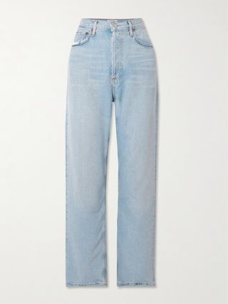 90's Distressed Mid-Rise Straight-Leg Organic Jeans