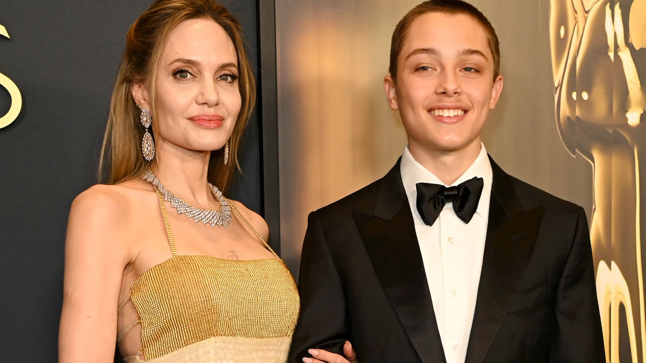 Angelina Jolie and Knox Jolie-Pitt attend the 2024 Governors Awards at Dolby Theatre on November 17, 2024 in Hollywood, California