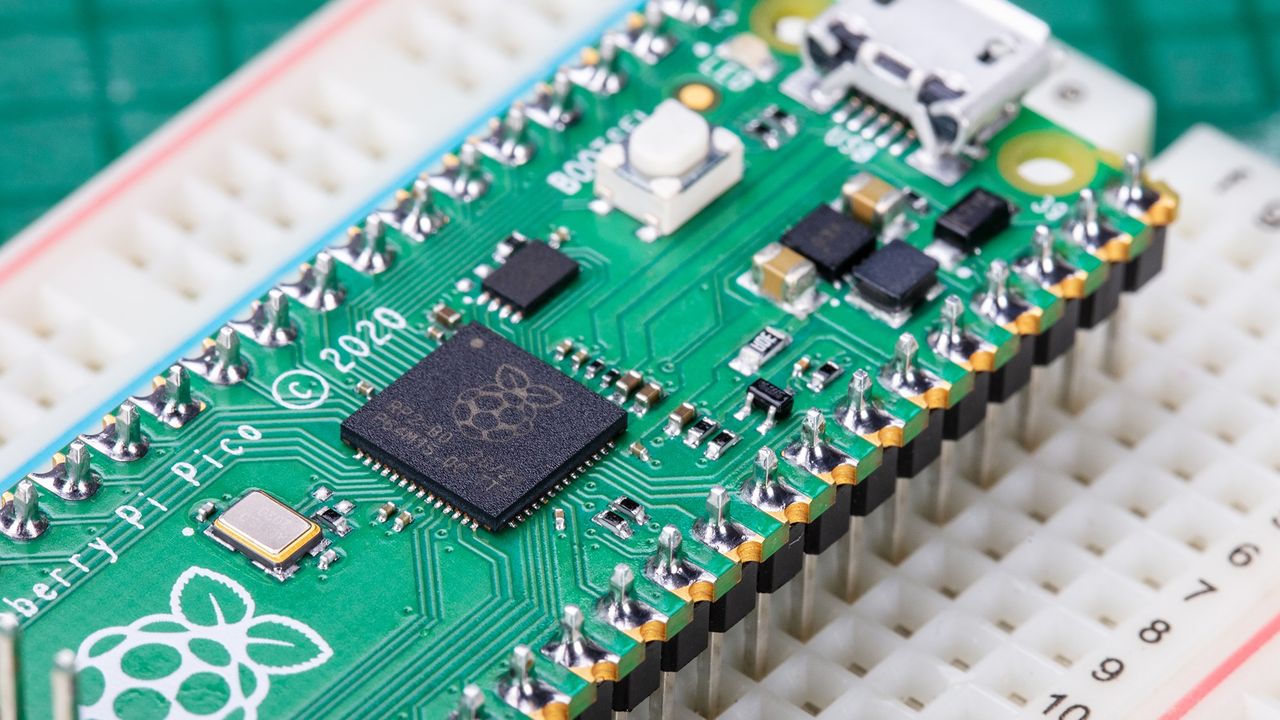 The Raspberry Pi Pico soldered down