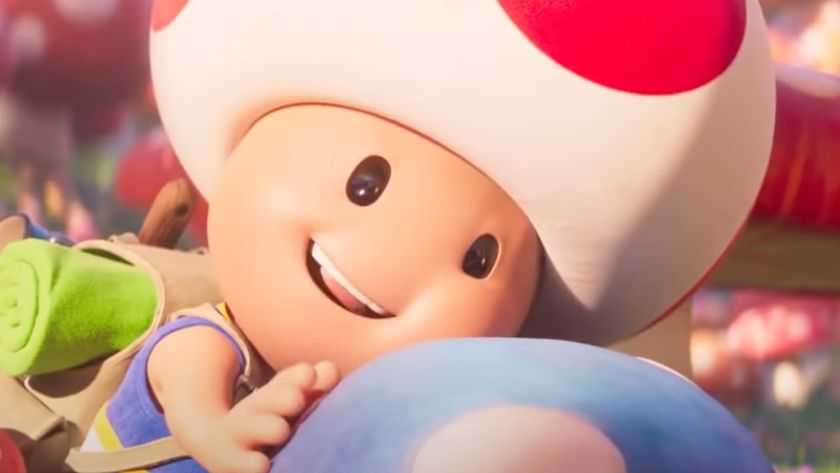 Toad hugging a mushroom