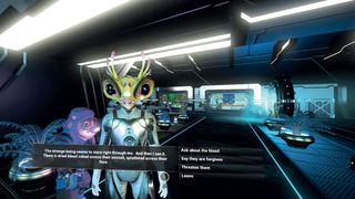 PSVR 2 games; an alien from No Man's Sky on PSVR 2