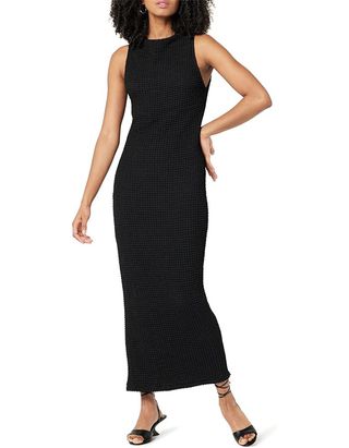 The Drop Women's Lena High Neck Textured Midi Dress, Black, Xs