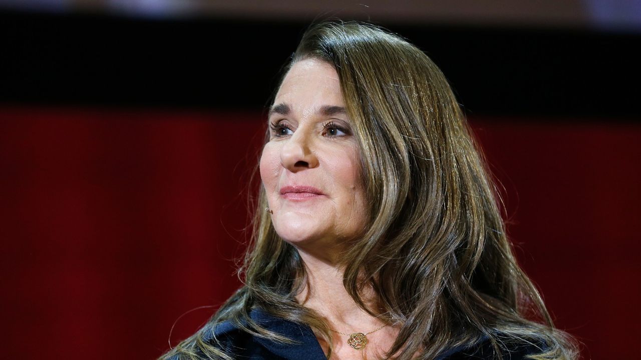 Melinda Gates speaks during the Lin-Manuel Miranda In conversation with Bill &amp; Melinda Gates panel at Hunter College on February 13, 2018 in New York City. (Photo by John Lamparski/Getty Images)