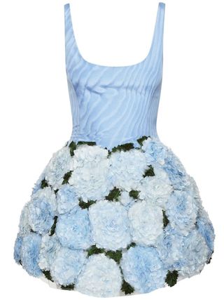 Floral-Appliqué Mini Dress