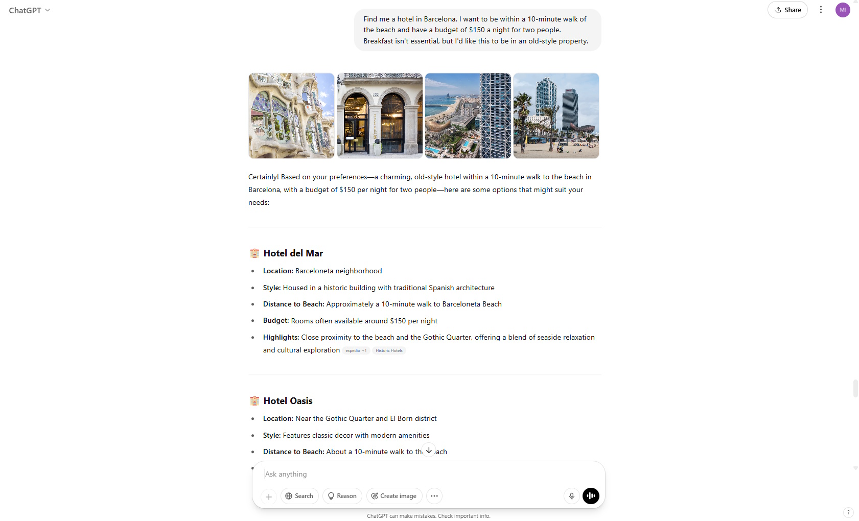 A screenshot of ChatGPT