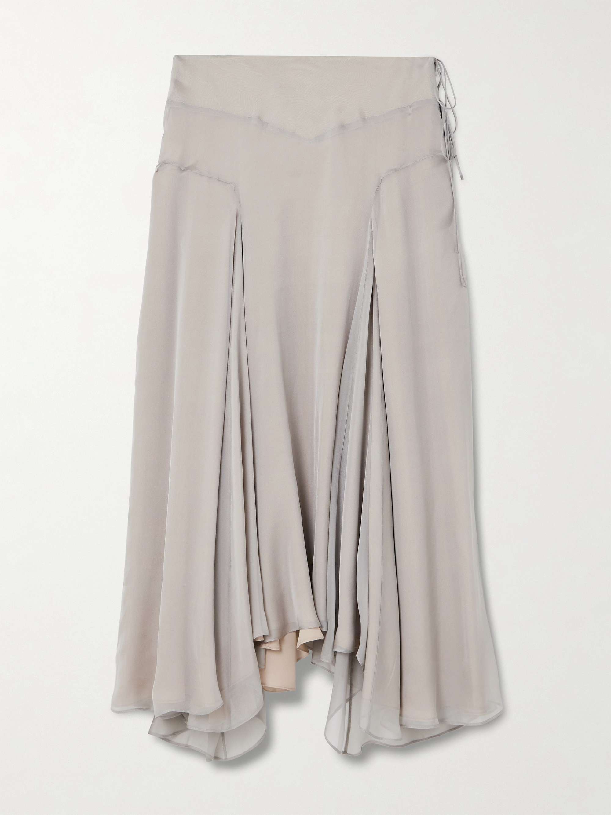 Alyse Asymmetric Pleated Silk-Chiffon Skirt