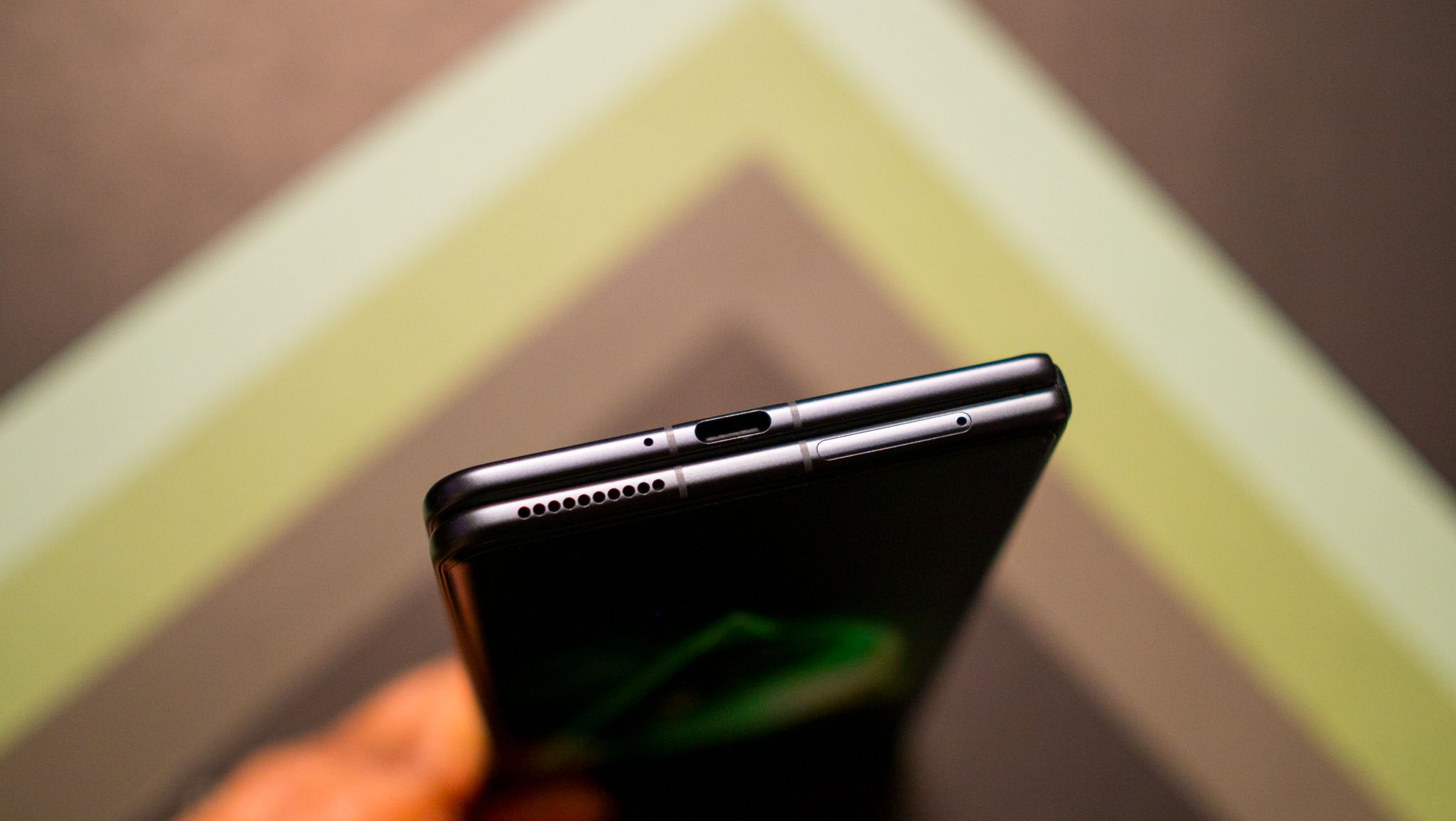 Honor Magic V3 bottom view with USB-C port highlighted