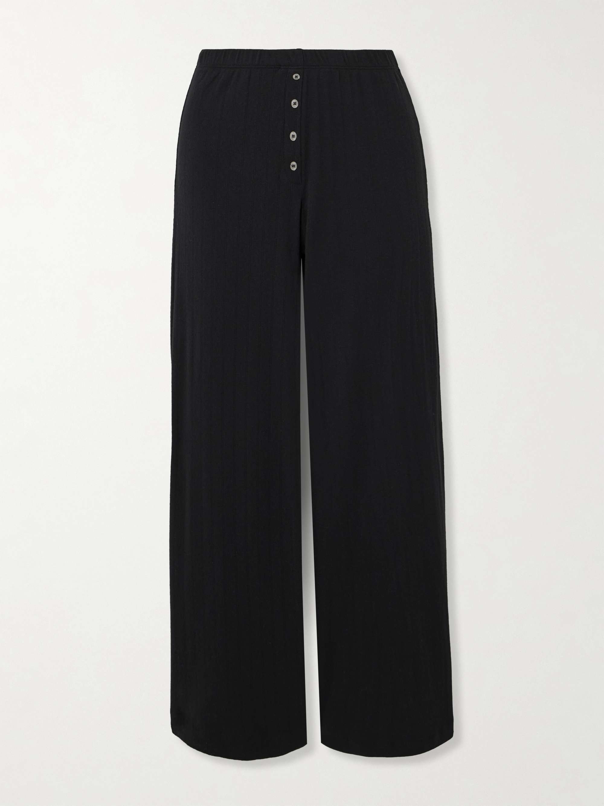 Boxer Pointelle-Knit Cotton Wide-Leg Pants