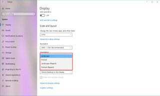 Windows 10 change orientation settings