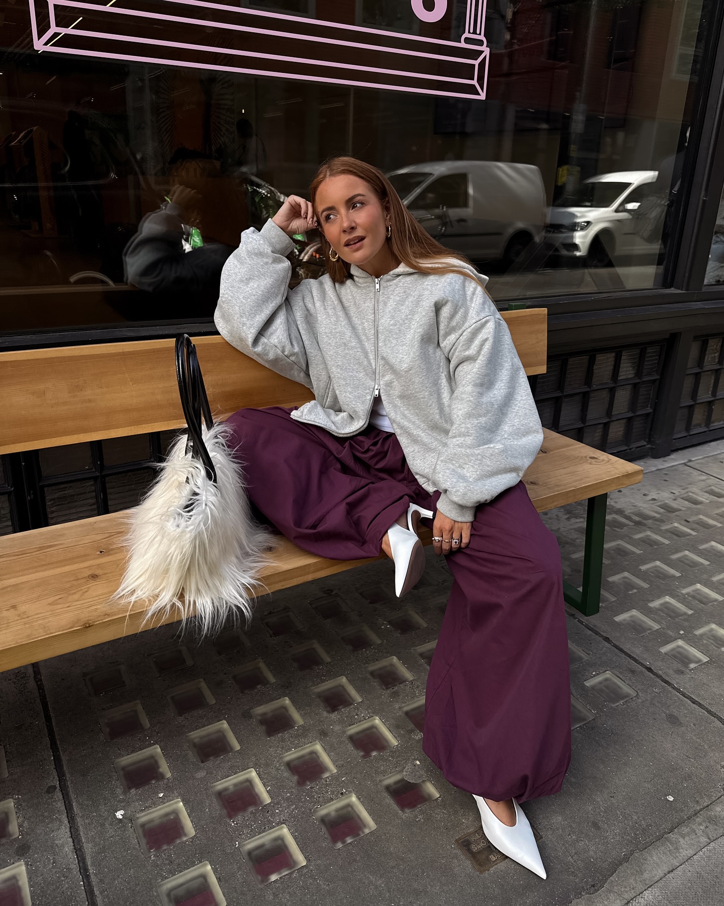 An image of @rebeccaferrazwyatt wearing balloon trousers.