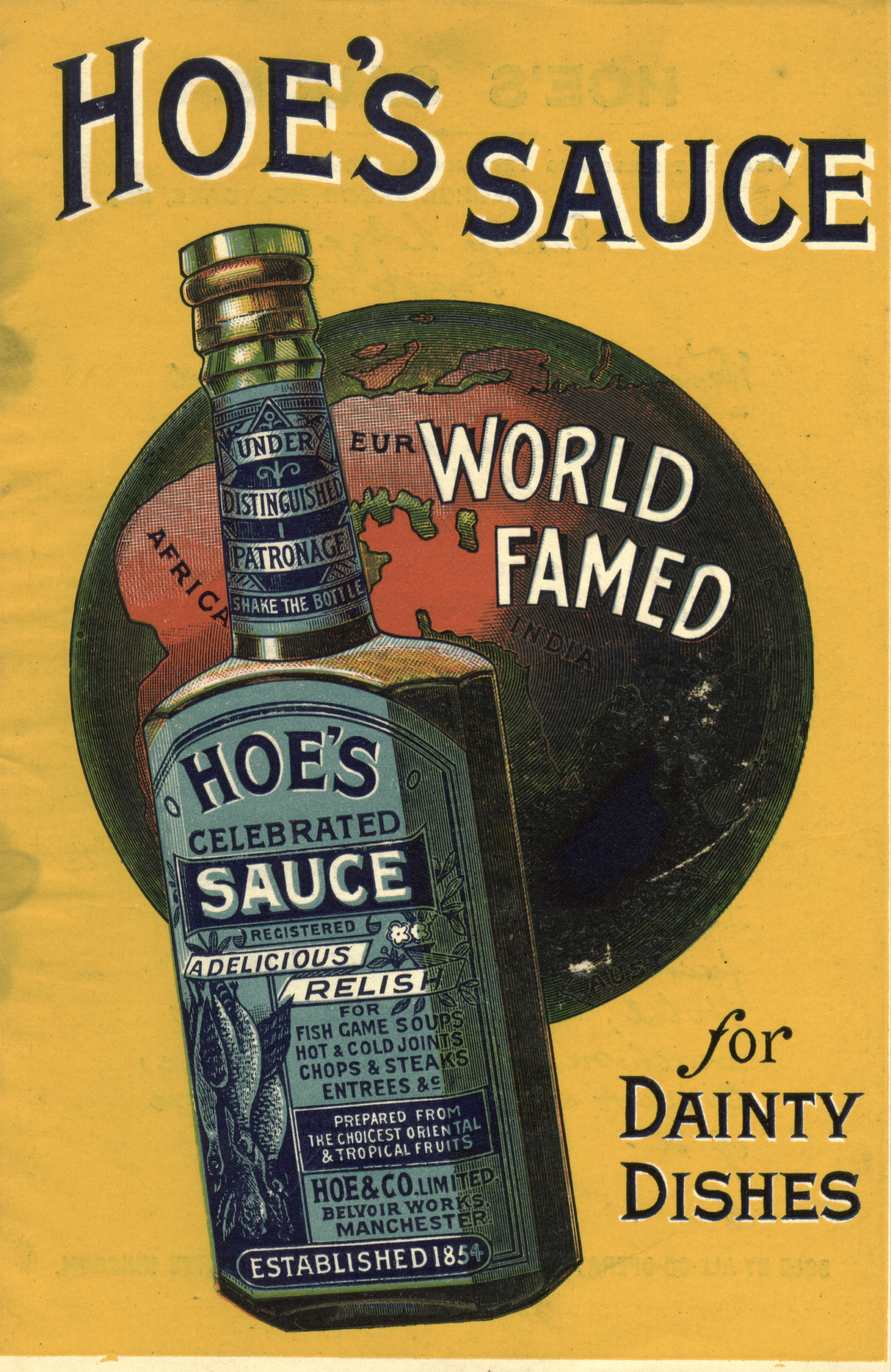 Advertising insert for Hoe's Sauce 1895. Image shot 1895. Exact date unknown.