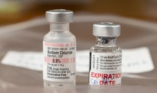 The vaccine vial used for the historic first COVID-19 shot in the United States has been acquired by the Smithsonian's National Museum of American History. Above, the COVID-19 vaccine vial along with a vial of diluent, which were donated to the museum by Northwell Health.