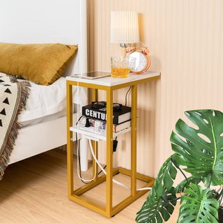 End table for sofa or bedside, with charging station