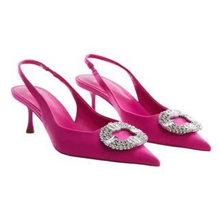 Mango Pointed Shoes With Rhinestone Detail - slingback heels