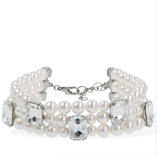 Alessandra RichFaux pearl choker w/ crystal elements