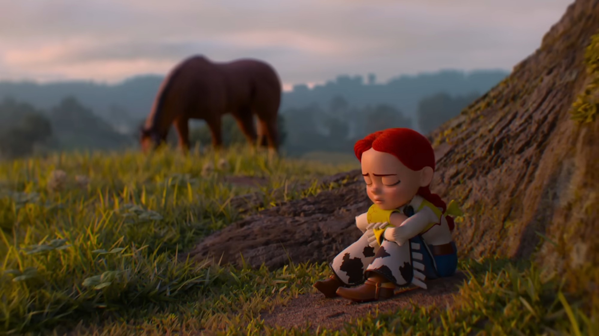 Jessie closing her eyes in Toy Story 5.