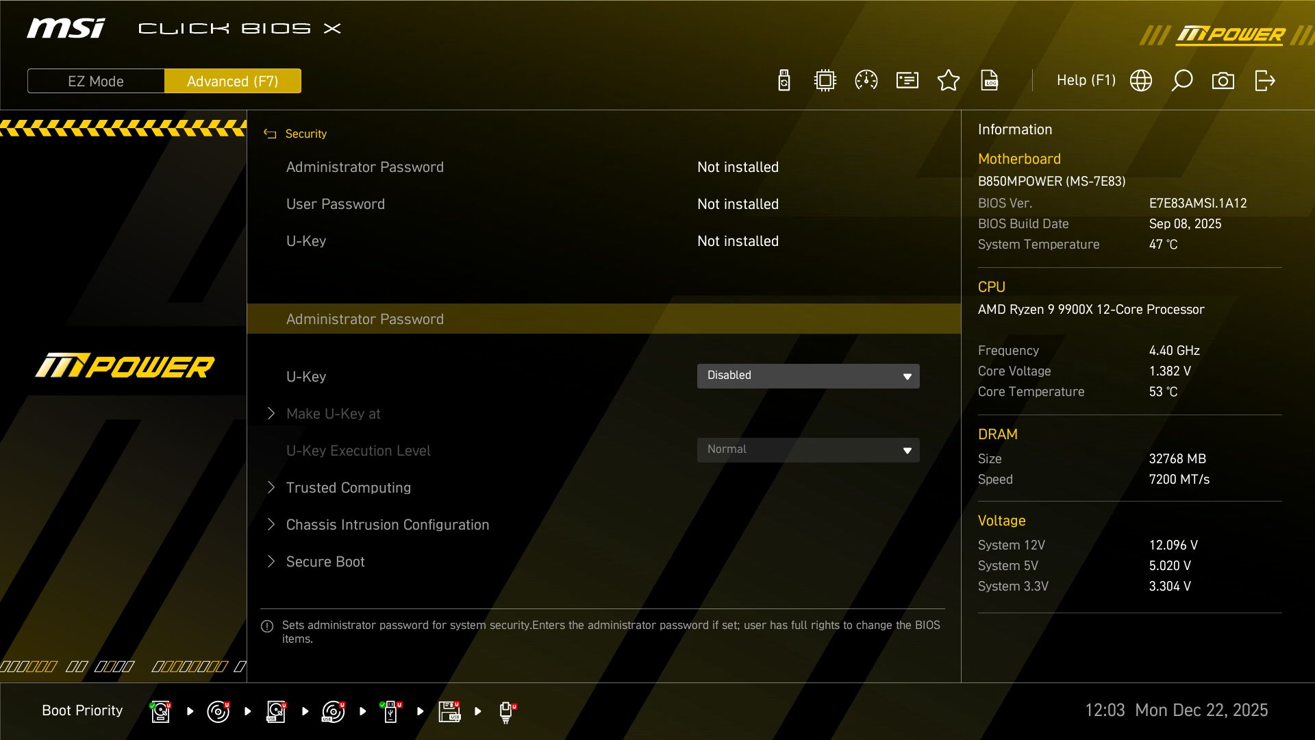 MSI B850 MPower - BIOS images