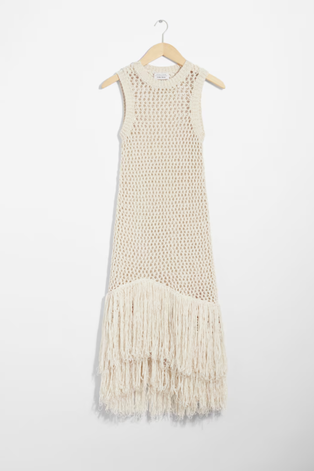& Other Stories, Fringed Crochet Midi Dress