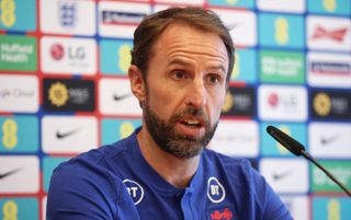 England manager Gareth Southgate speaking at a press conference