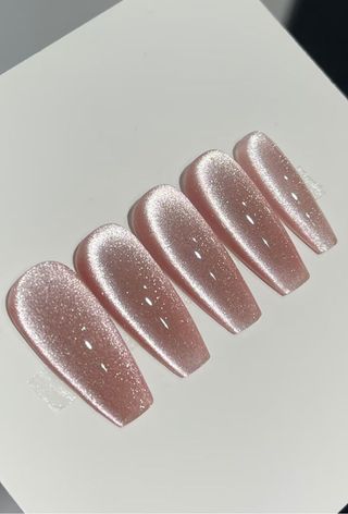 CcstrStudio, Pink Cat Eye Nail Press-On Gel